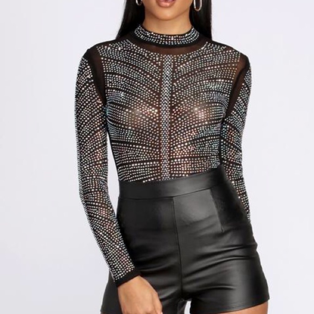 Sheer Rhinestone Bodysuit - Picture 4 of 6